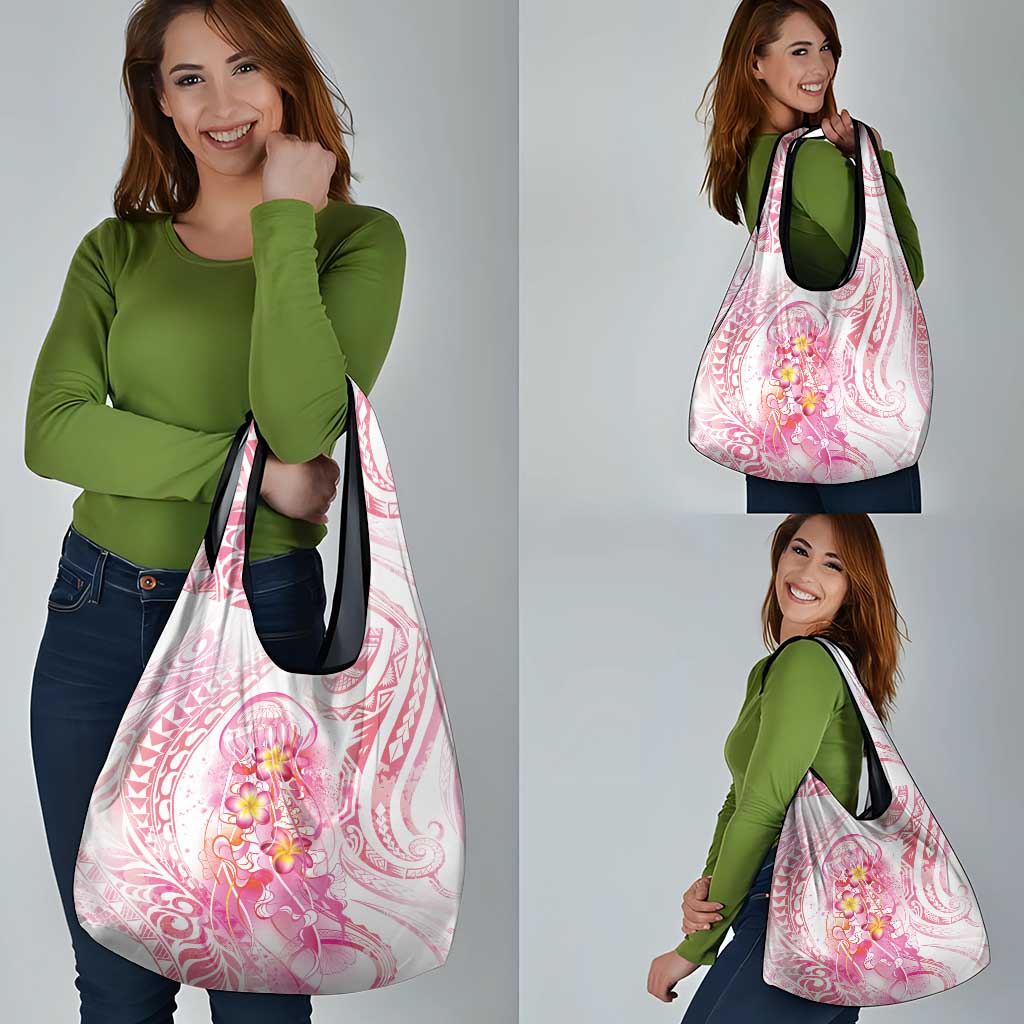 Rose Pink Polynesian Jellyfish Grocery Bag Watercolor Glows - Polynesian Pride