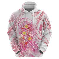 Rose Pink Polynesian Jellyfish Hoodie Watercolor Glows - Polynesian Pride