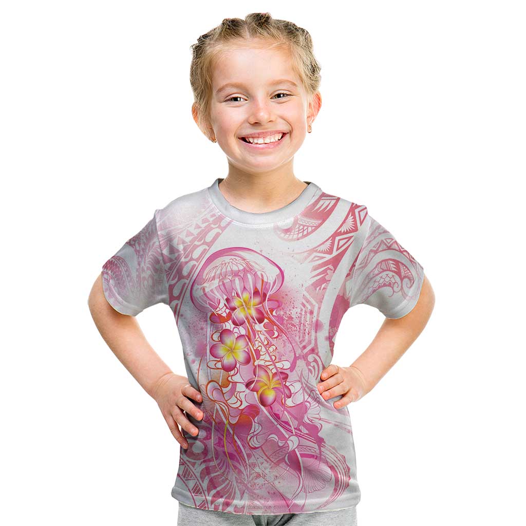 Rose Pink Polynesian Jellyfish Kid T Shirt Watercolor Glows - Polynesian Pride