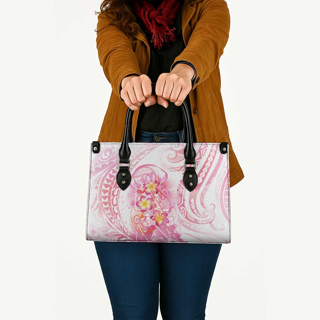 Rose Pink Polynesian Jellyfish Leather Bag Watercolor Glows - Polynesian Pride