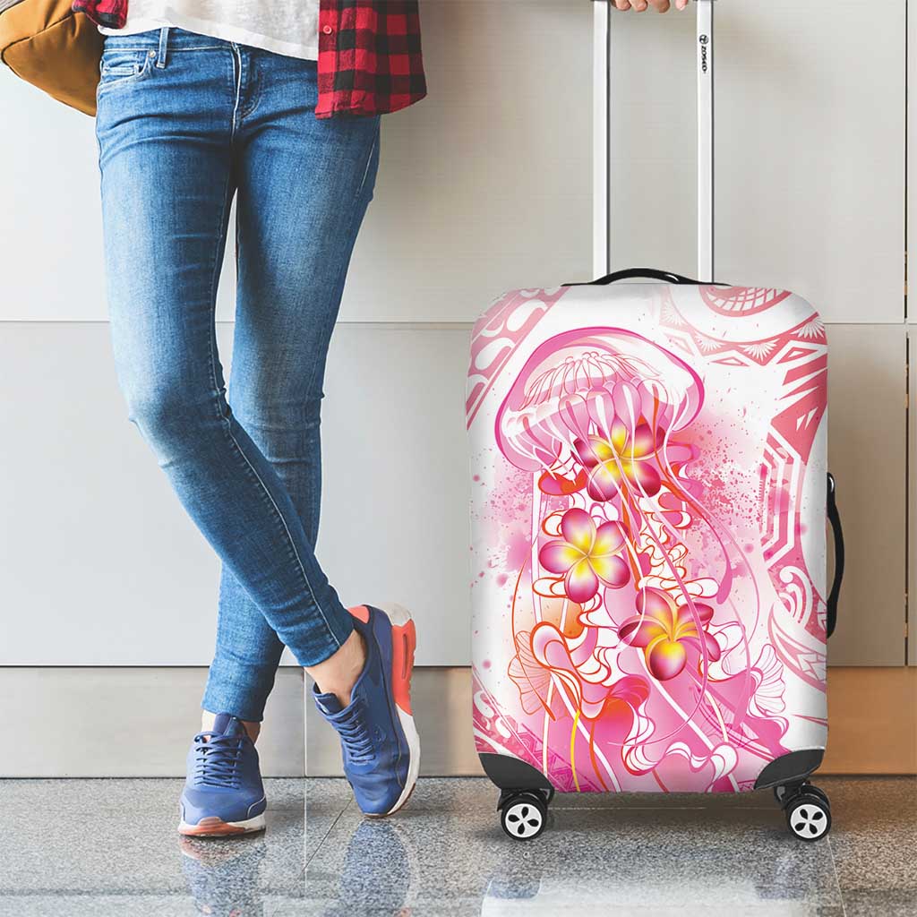 Rose Pink Polynesian Jellyfish Luggage Cover Watercolor Glows - Polynesian Pride