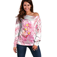 Rose Pink Polynesian Jellyfish Off Shoulder Sweater Watercolor Glows LT7 Women Rose Pink - Polynesian Pride