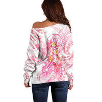 Rose Pink Polynesian Jellyfish Off Shoulder Sweater Watercolor Glows LT7 - Polynesian Pride