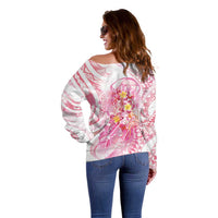 Rose Pink Polynesian Jellyfish Off Shoulder Sweater Watercolor Glows LT7 - Polynesian Pride