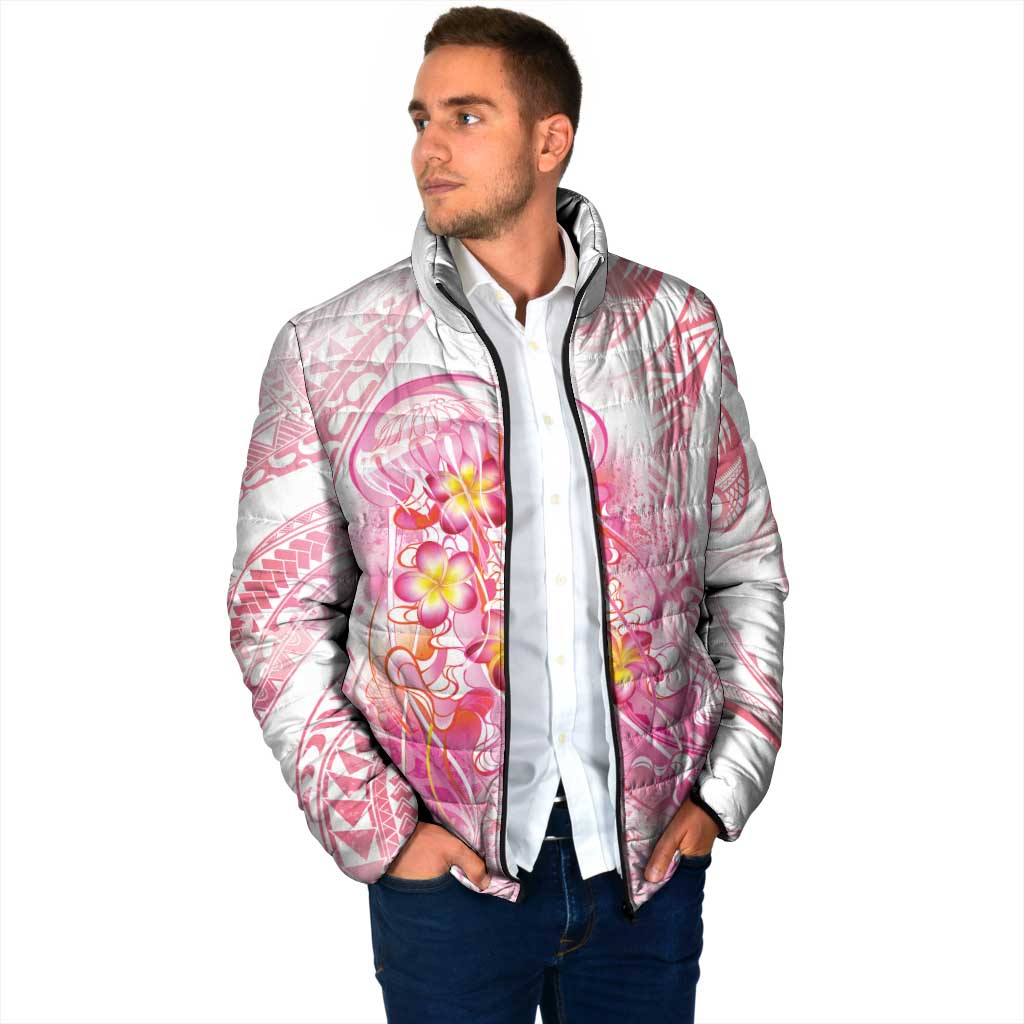 Rose Pink Polynesian Jellyfish Padded Jacket Watercolor Glows LT7 - Polynesian Pride