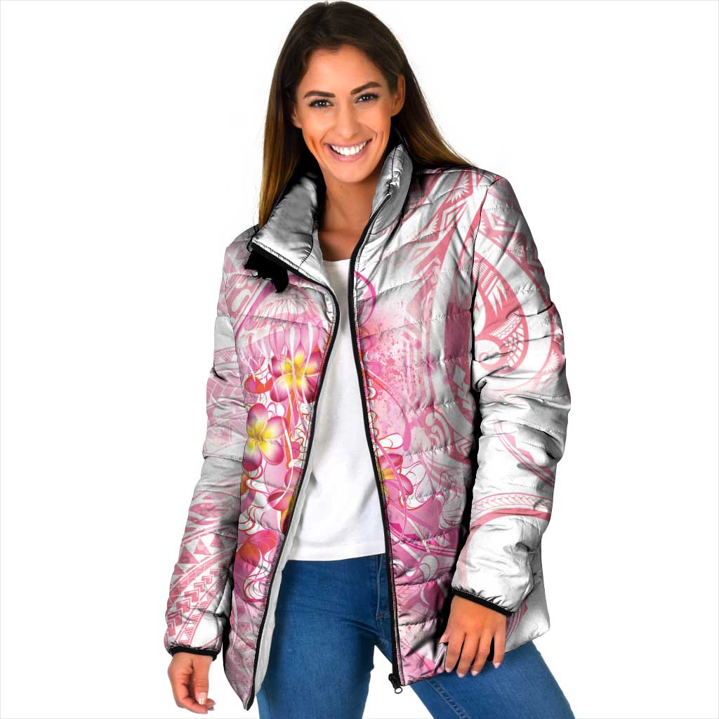 Rose Pink Polynesian Jellyfish Padded Jacket Watercolor Glows LT7 Women Rose Pink - Polynesian Pride