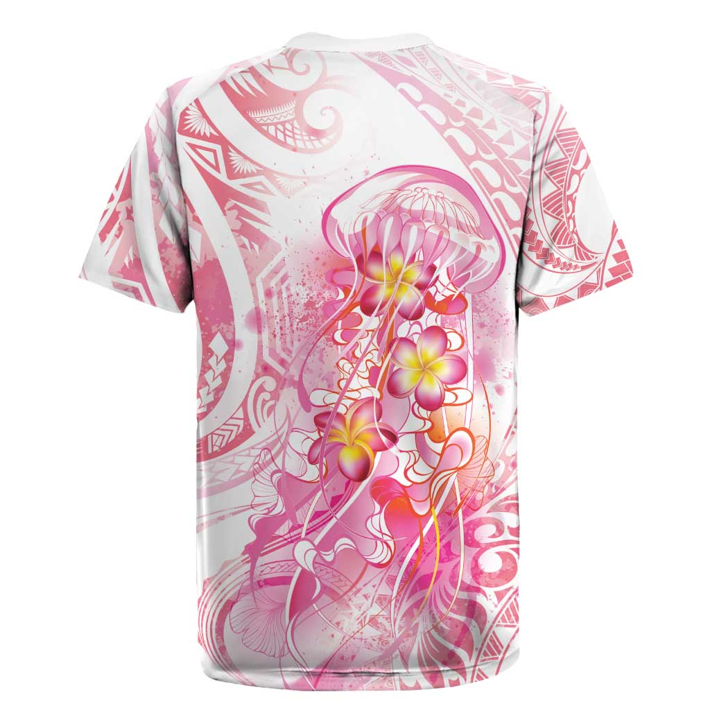 Rose Pink Polynesian Jellyfish Rugby Jersey Watercolor Glows - Polynesian Pride