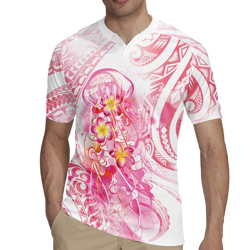 Rose Pink Polynesian Jellyfish Rugby Jersey Watercolor Glows - Polynesian Pride