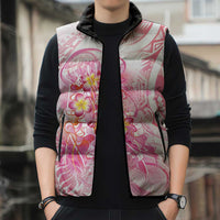 Rose Pink Polynesian Jellyfish Sleeveless Puffer Jacket Watercolor Glows LT7 - Polynesian Pride
