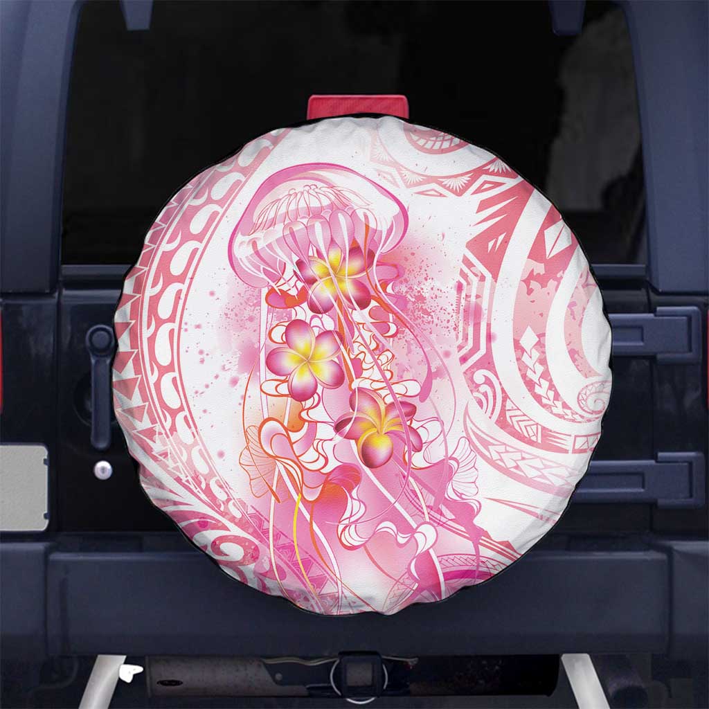 Rose Pink Polynesian Jellyfish Spare Tire Cover Watercolor Glows - Polynesian Pride