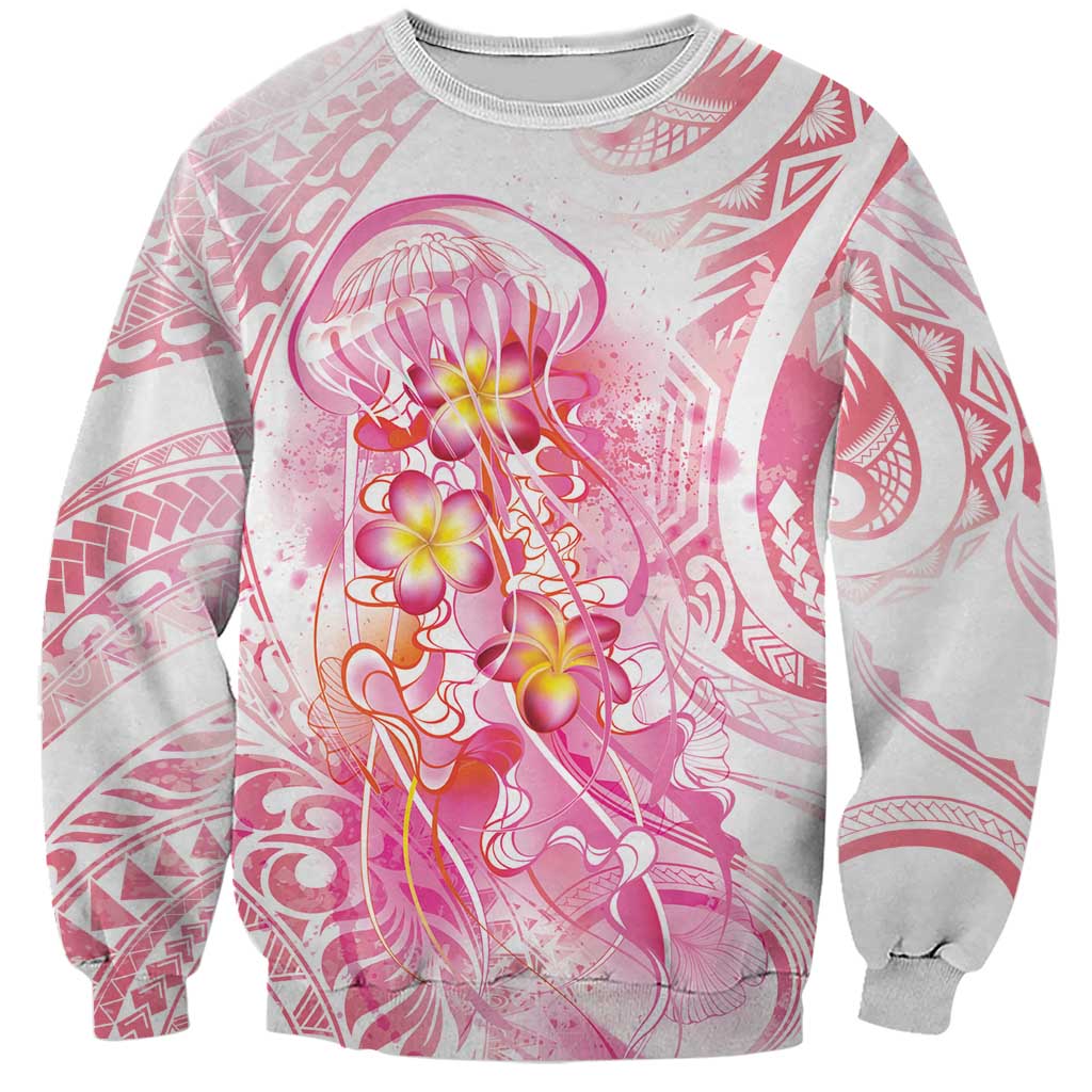 Rose Pink Polynesian Jellyfish Sweatshirt Watercolor Glows LT7 Unisex Rose Pink - Polynesian Pride