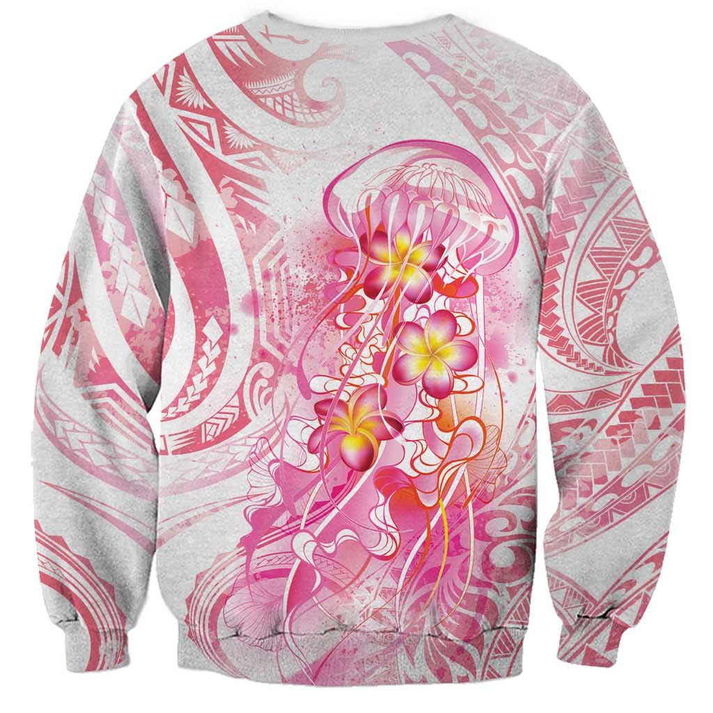 Rose Pink Polynesian Jellyfish Sweatshirt Watercolor Glows LT7 - Polynesian Pride