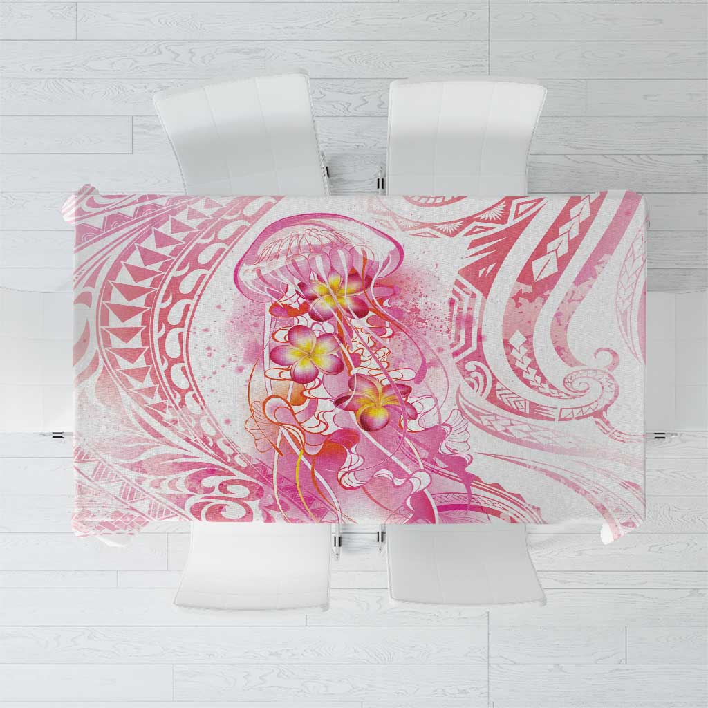 Rose Pink Polynesian Jellyfish Tablecloth Watercolor Glows - Polynesian Pride