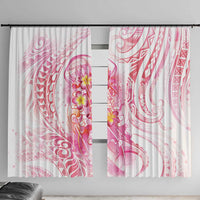 Rose Pink Polynesian Jellyfish Window Curtain Watercolor Glows LT7 With Hooks Rose Pink - Polynesian Pride