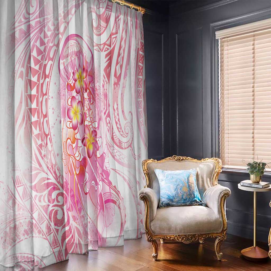 Rose Pink Polynesian Jellyfish Window Curtain Watercolor Glows LT7 - Polynesian Pride