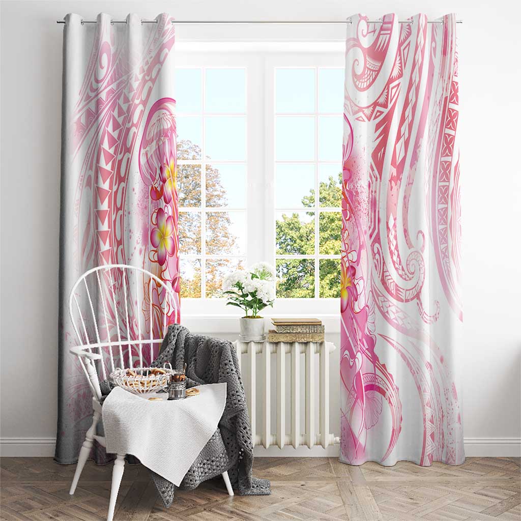 Rose Pink Polynesian Jellyfish Window Curtain Watercolor Glows LT7 - Polynesian Pride