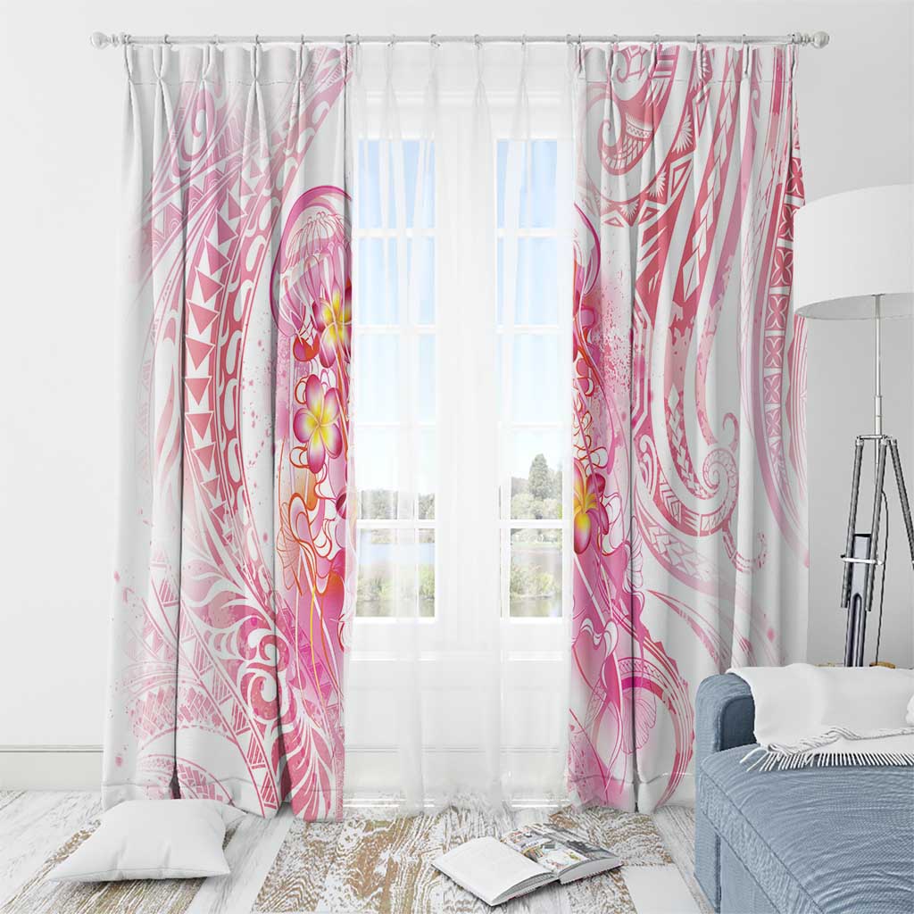 Rose Pink Polynesian Jellyfish Window Curtain Watercolor Glows LT7 - Polynesian Pride