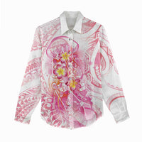 Rose Pink Polynesian Jellyfish Women Casual Shirt Watercolor Glows - Polynesian Pride