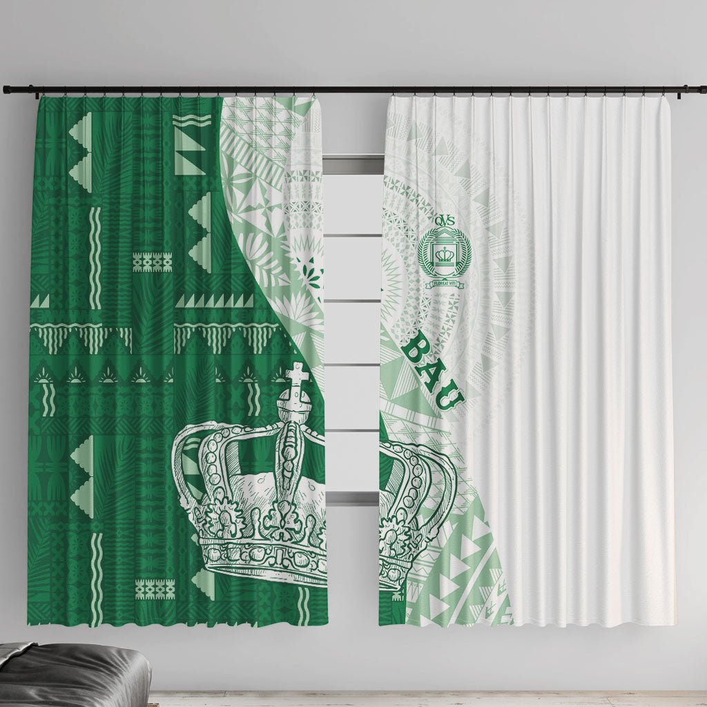 Queen Victoria School Fiji Vulinitu Bau House Window Curtain Masi Tapa LT7 With Hooks Green - Polynesian Pride