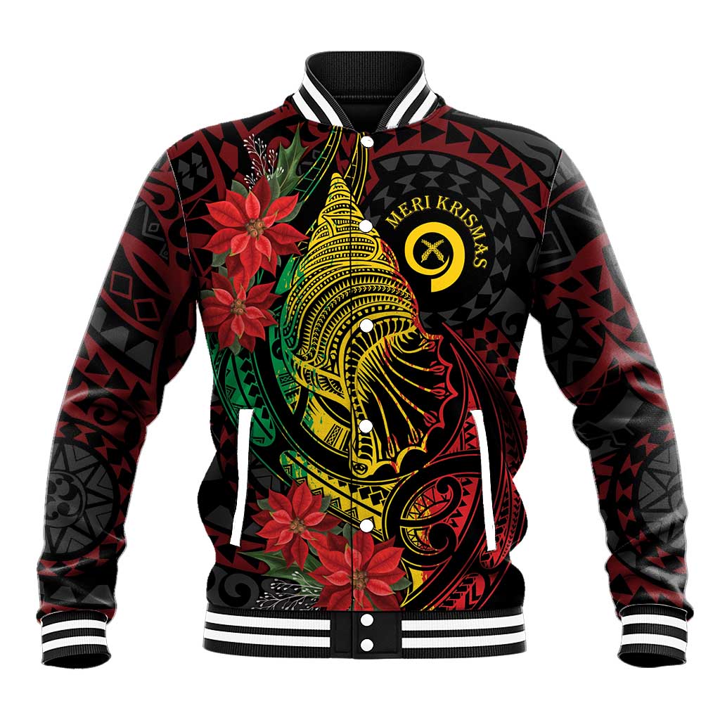 Vanuatu Meri Krismas Baseball Jacket Conch Shell Tribal Art LT7 Unisex Art - Polynesian Pride