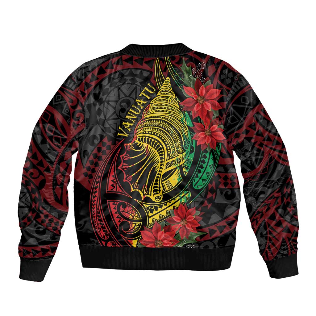 Vanuatu Meri Krismas Bomber Jacket Conch Shell Tribal Art