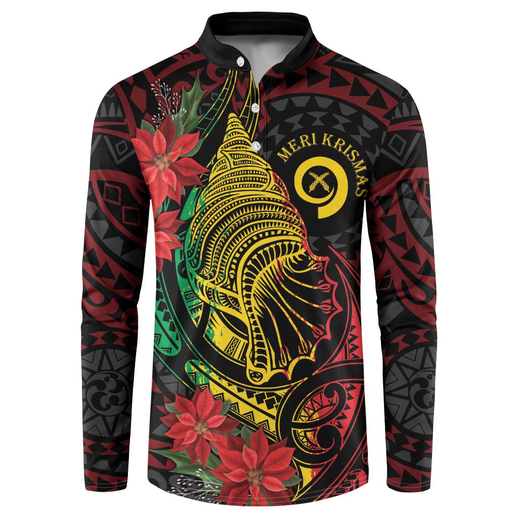 Vanuatu Meri Krismas Button Sweatshirt Conch Shell Tribal Art LT7 Art - Polynesian Pride