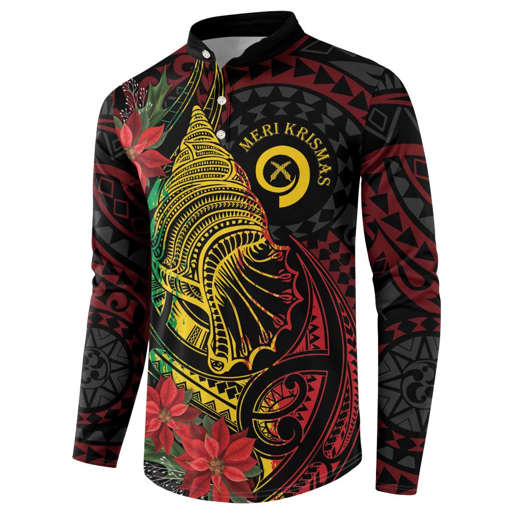 Vanuatu Meri Krismas Button Sweatshirt Conch Shell Tribal Art LT7 - Polynesian Pride