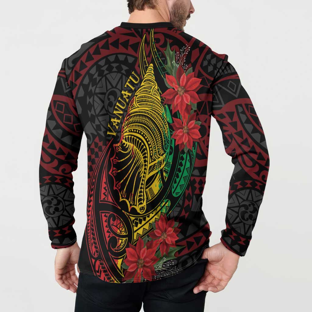 Vanuatu Meri Krismas Button Sweatshirt Conch Shell Tribal Art LT7 - Polynesian Pride