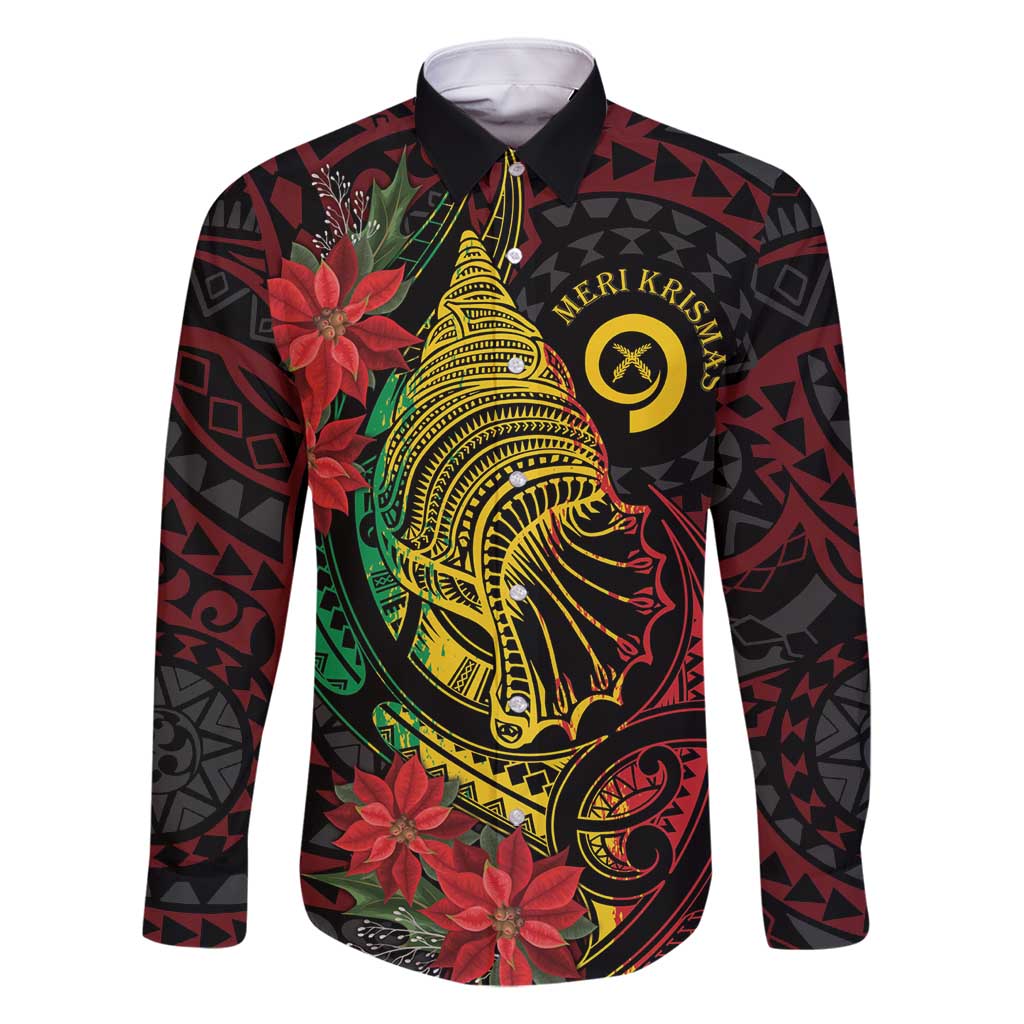 Vanuatu Meri Krismas Family Matching Long Sleeve Bodycon Dress and Hawaiian Shirt Conch Shell Tribal Art