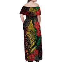 Vanuatu Meri Krismas Family Matching Off Shoulder Maxi Dress and Hawaiian Shirt Conch Shell Tribal Art