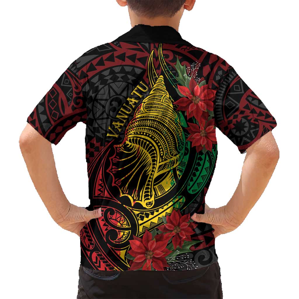 Vanuatu Meri Krismas Family Matching Off Shoulder Short Dress and Hawaiian Shirt Conch Shell Tribal Art