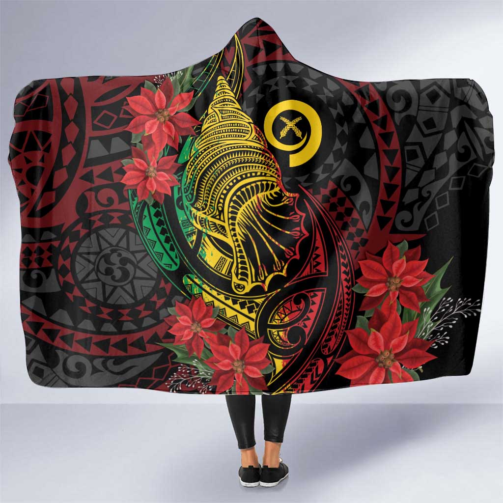 Vanuatu Meri Krismas Hooded Blanket Conch Shell Tribal Art