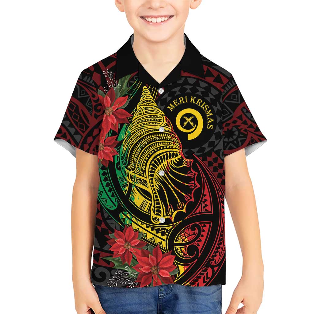 Vanuatu Meri Krismas Kid Hawaiian Shirt Conch Shell Tribal Art LT7 Kid Art - Polynesian Pride