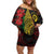 Vanuatu Meri Krismas Off Shoulder Short Dress Conch Shell Tribal Art