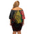 Vanuatu Meri Krismas Off Shoulder Short Dress Conch Shell Tribal Art