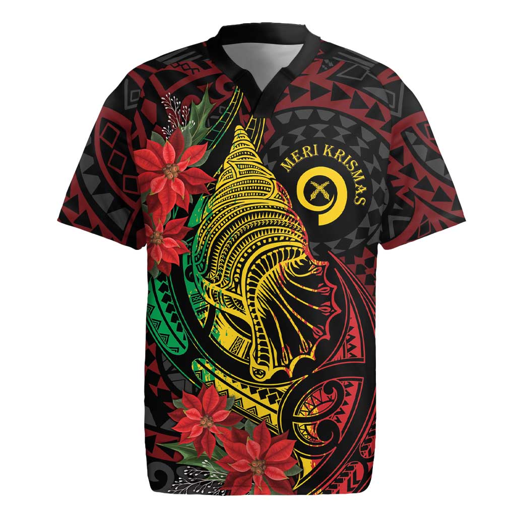 Vanuatu Meri Krismas Rugby Jersey Conch Shell Tribal Art