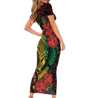 Vanuatu Meri Krismas Short Sleeve Bodycon Dress Conch Shell Tribal Art LT7 - Polynesian Pride