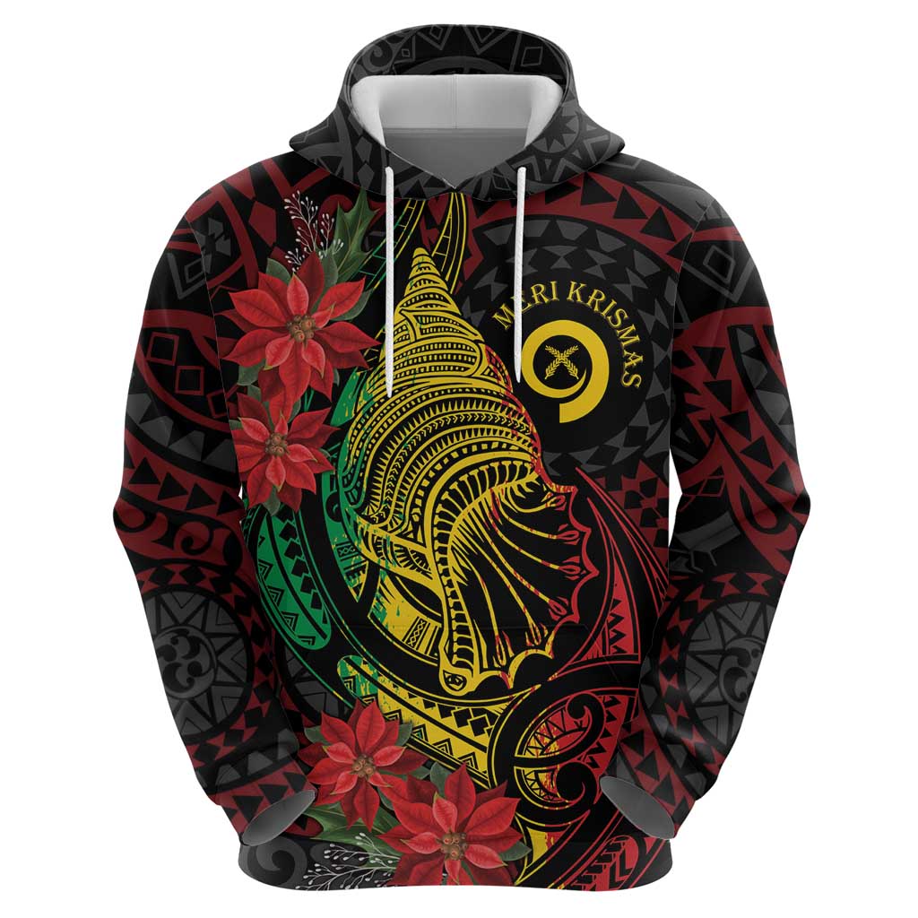 Vanuatu Meri Krismas Zip Hoodie Conch Shell Tribal Art