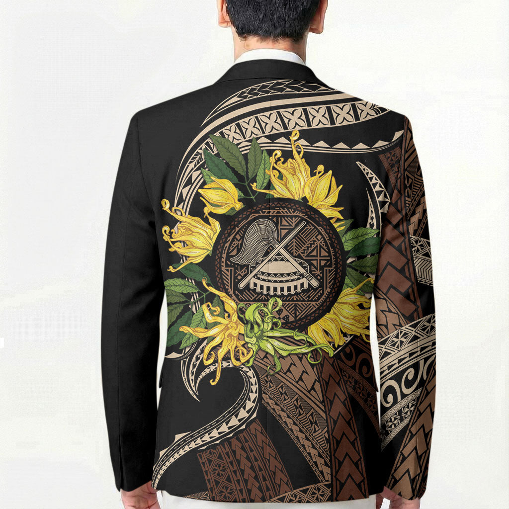 Samoa Moso'oi Flowers Tatau Blazer Festive Tapa Brown LT7 - Polynesian Pride