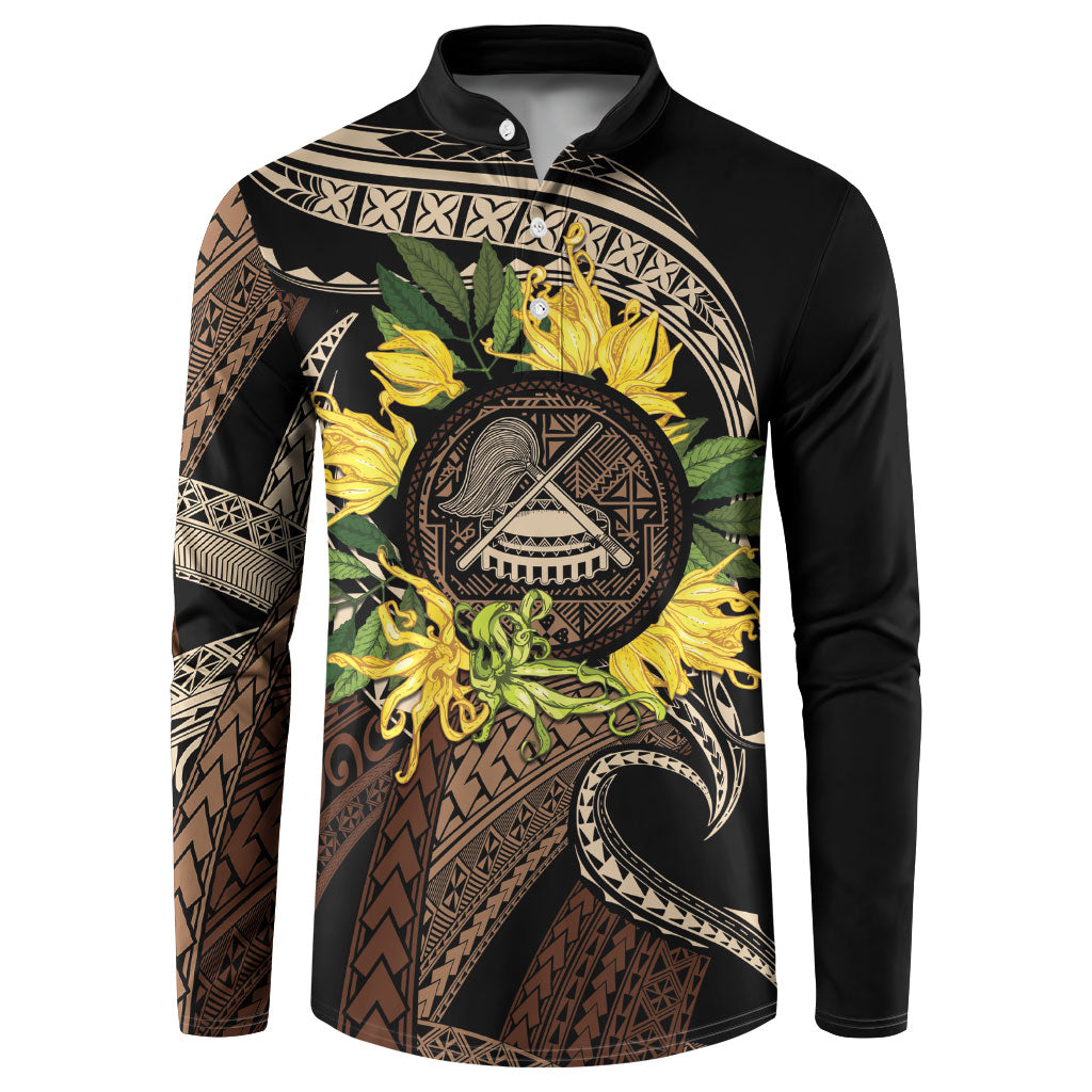 Samoa Moso'oi Flowers Tatau Button Sweatshirt Festive Tapa Brown LT7 Brown - Polynesian Pride