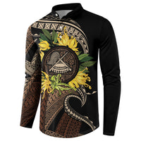 Samoa Moso'oi Flowers Tatau Button Sweatshirt Festive Tapa Brown LT7 - Polynesian Pride