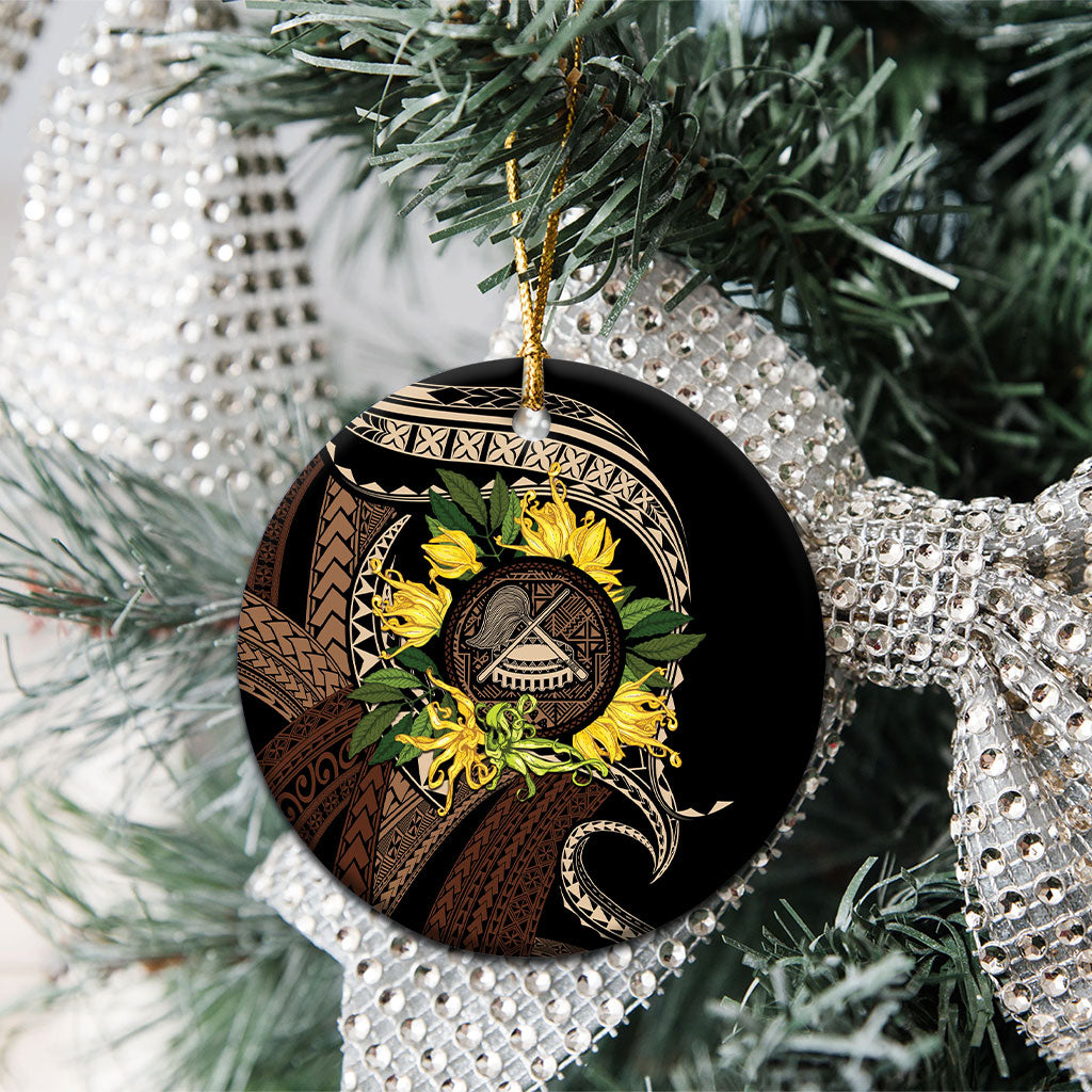 Samoa Moso'oi Flowers Tatau Ceramic Ornament Festive Tapa Brown LT7 - Polynesian Pride