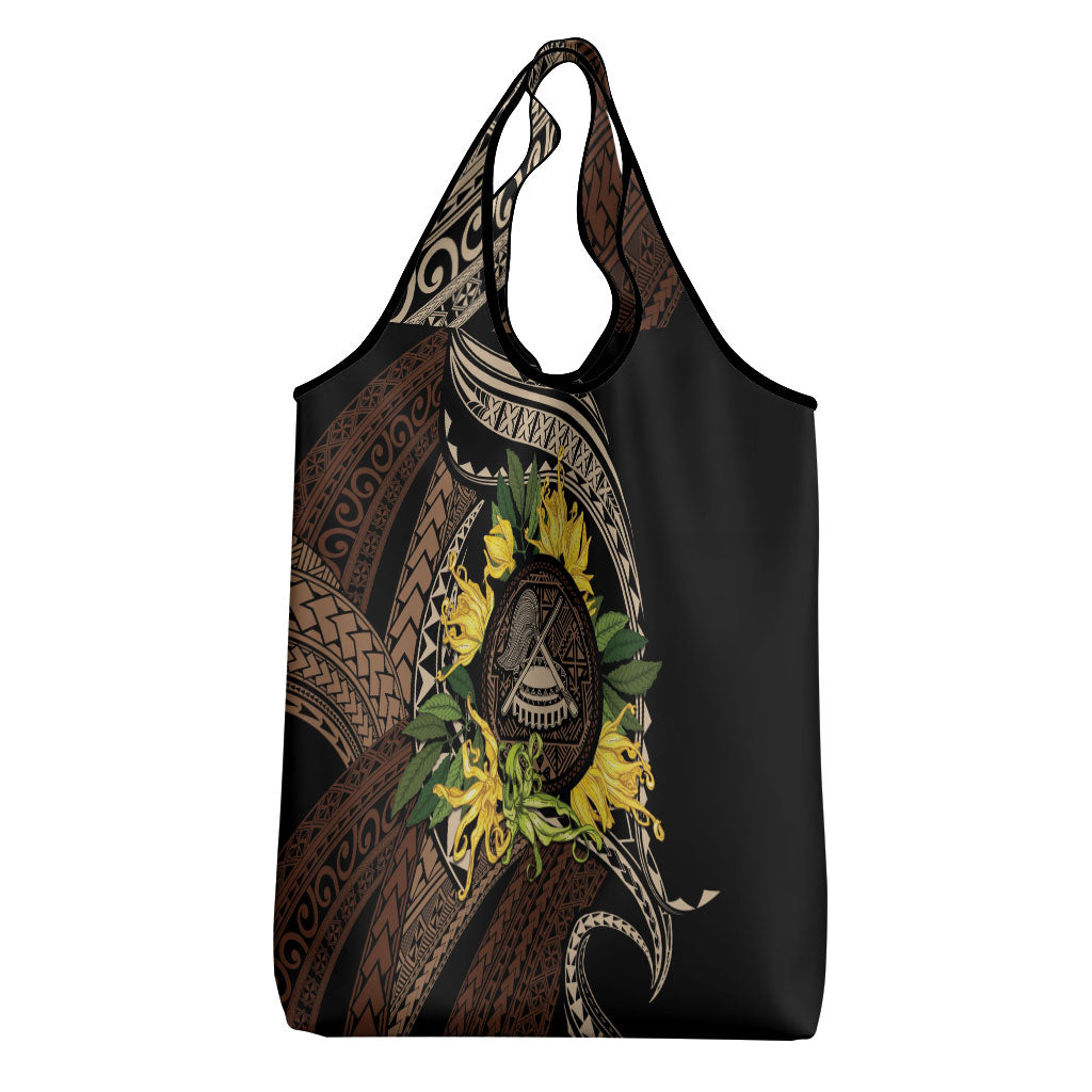 Samoa Moso'oi Flowers Tatau Grocery Bag Festive Tapa Brown LT7 - Polynesian Pride