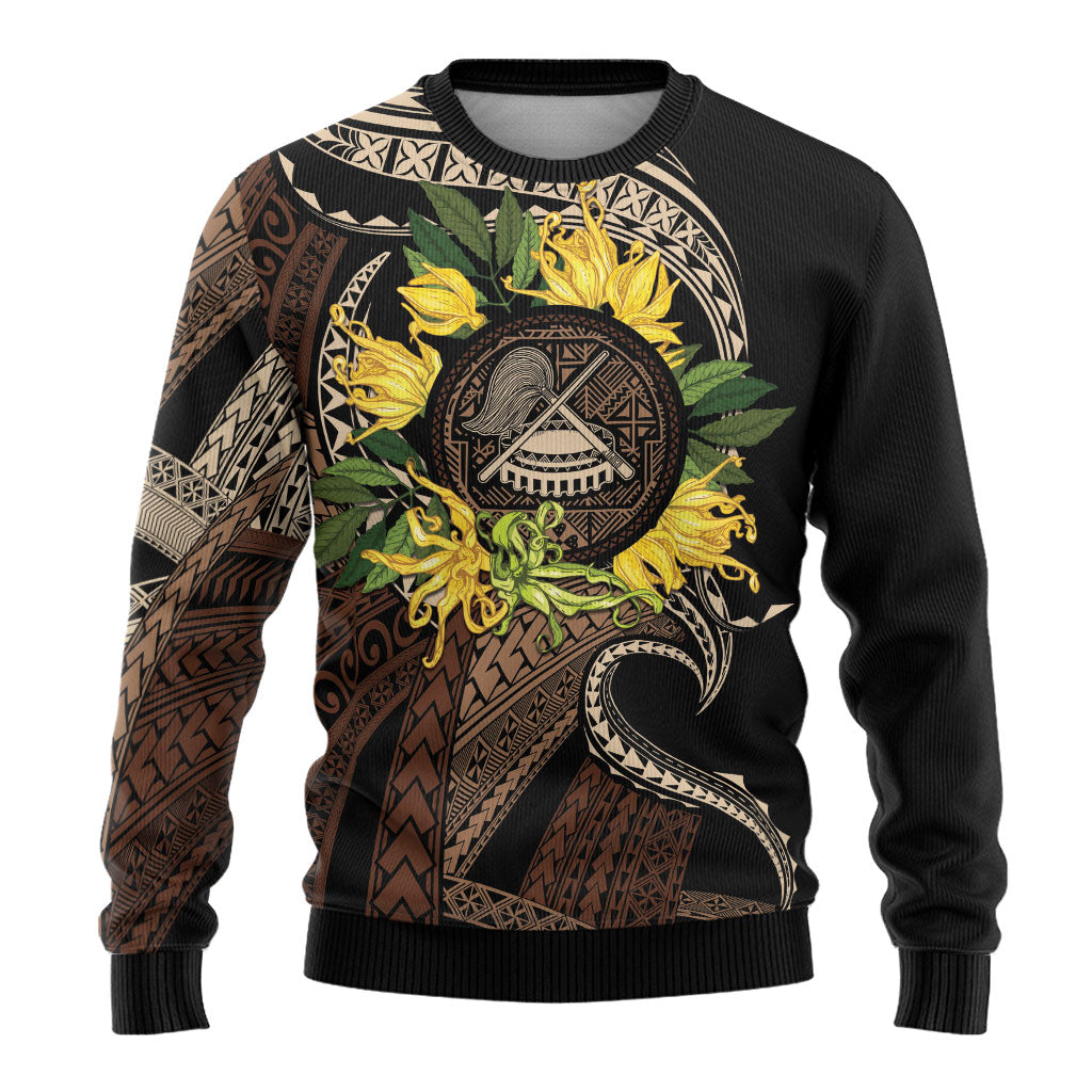Samoa Moso'oi Flowers Tatau Ugly Christmas Sweater Festive Tapa Brown LT7 - Polynesian Pride