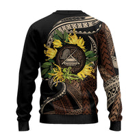 Samoa Moso'oi Flowers Tatau Ugly Christmas Sweater Festive Tapa Brown LT7 - Polynesian Pride