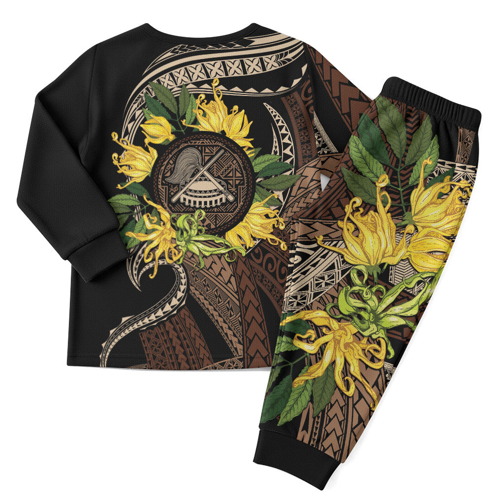 Samoa Moso'oi Flowers Tatau Christmas Pajama Set Festive Tapa Brown LT7 - Polynesian Pride