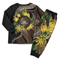Samoa Moso'oi Flowers Tatau Christmas Pajama Set Festive Tapa Brown LT7 - Polynesian Pride