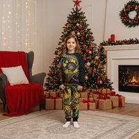 Samoa Moso'oi Flowers Tatau Christmas Pajama Set Festive Tapa Brown LT7 Kid Brown - Polynesian Pride