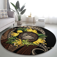 Samoa Moso'oi Flowers Tatau Round Carpet Festive Tapa Brown LT7 - Polynesian Pride