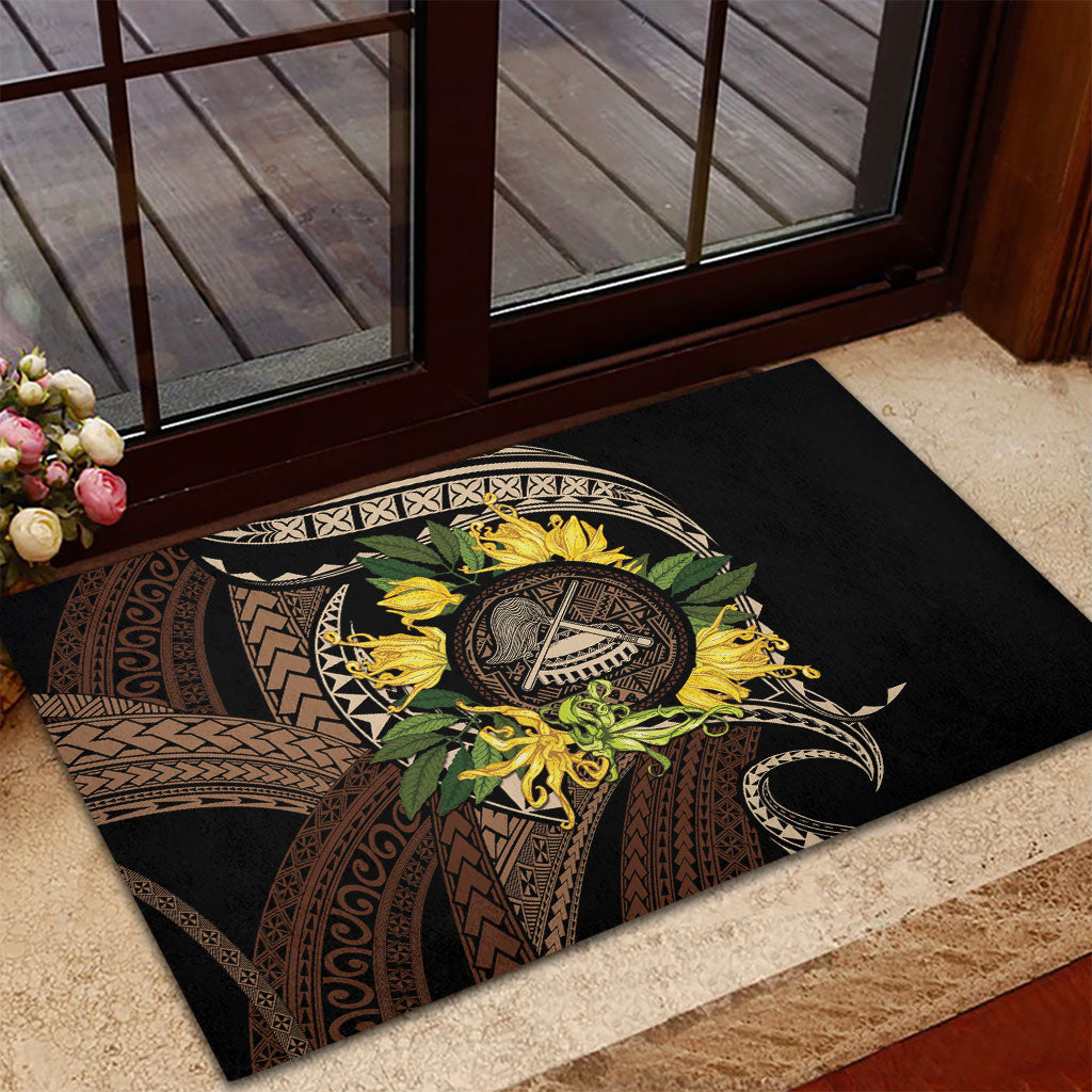 Samoa Moso'oi Flowers Tatau Rubber Doormat Festive Tapa Brown LT7 - Polynesian Pride